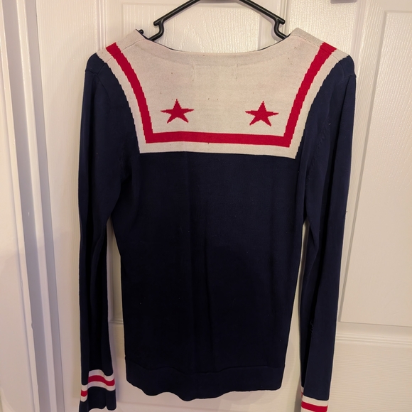 Sourpuss Blue and Red Cardigan Sweater - Picture 2 of 3